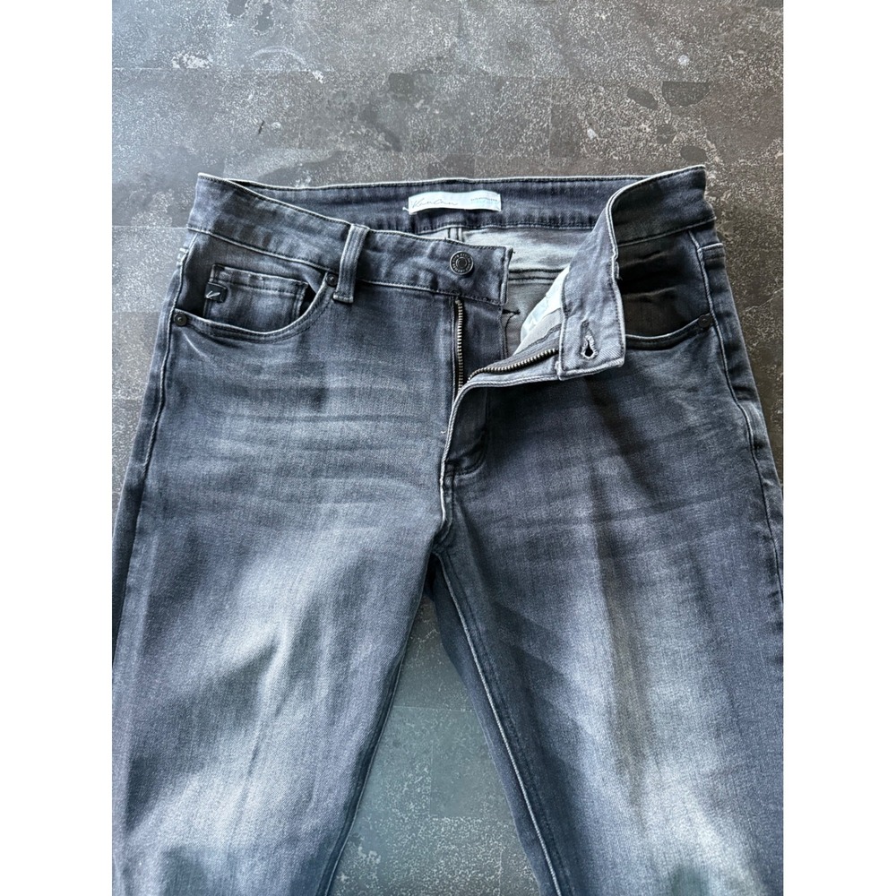 Kancan Mid Rise Skinny Ankle Jeans Women's 28 Black‎ Gray Wash Distressed Denim